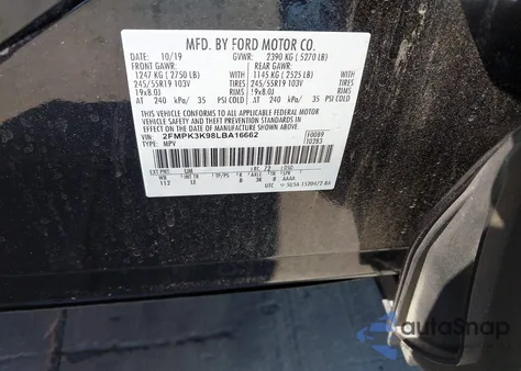 2020 Ford Edge Titanium из США, поврежденный, VIN 2FMPK3K98LBA16662